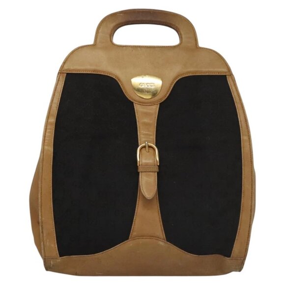 GUCCI GG Canvas Hand Bag Leather Black - Picture 2 of 16